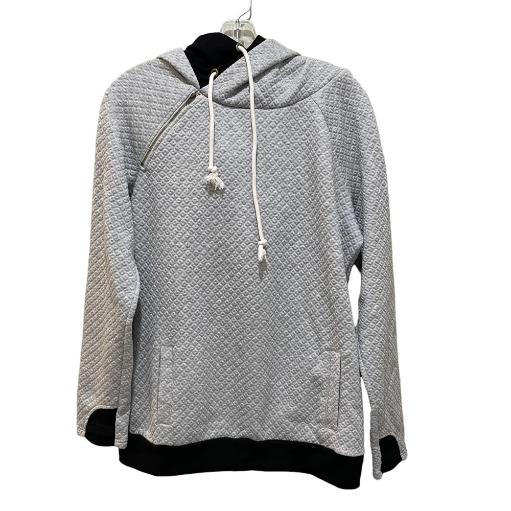 Vanilla bay happy homecoming quilted double hoodie grey black womens medium